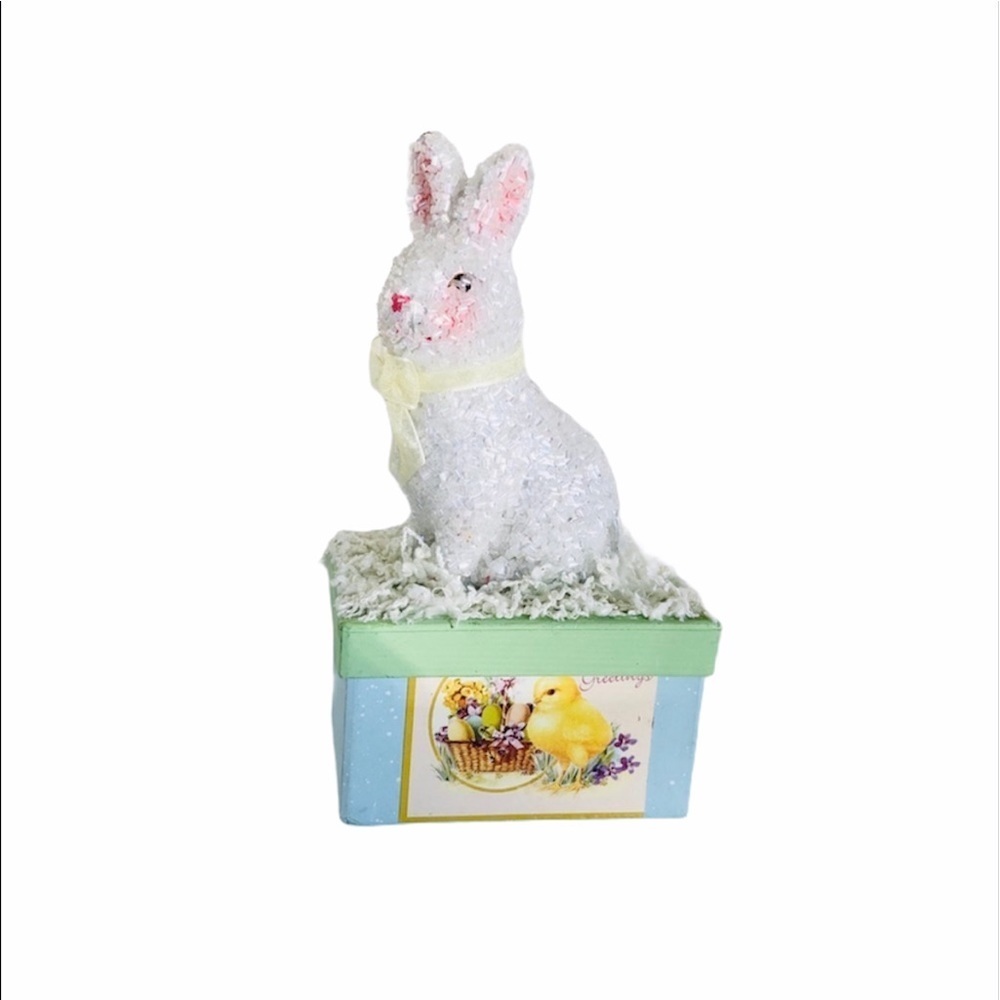 White Beaded Easter Bunny Storage/ Gift Box